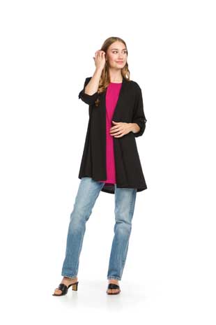 ST-16201 - STRETCH KNIT CARDIGAN - Colors: BLACK, WHITE - Available Sizes:XS-XXL - Catalog Page:66 